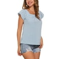 thumbnail image 4 of INSPIRE CHIC Women's Top Summer Square Neck Gingham Cap Sleeve Blouses XL Lake Blue, 4 of 6