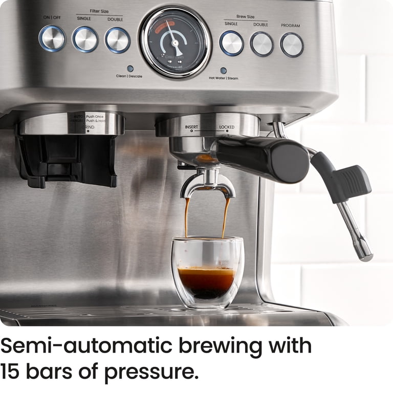 Chefman, Crema Supreme Espresso Machine, Stainless Steel, 15-Bar