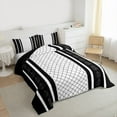 thumbnail image 3 of jejeloiu Vintage Damask Flowers Full Size Comforter Sets,Abstract Geometric Thombus Bedding Comforter Set,Black White Striped Bedding Sets For Kids,Breathable Home Decor Reversible,3-Piece, 3 of 8