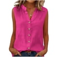 thumbnail image 5 of Otntypg Plus Size Womens Sleeveless Button Down Shirts Cotton Linen Tank Tops Lightweight Dressy Casual V Neck Loose Oversized Blouses Business Work Tops, 5 of 9