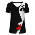 thumbnail image 2 of Women's Figure Graphic Print T-Shirt,Short Sleeve Trendy Blouse 2023 V Neck Casual Tunic Tops Loose Comfy Summer T-shirt, 2 of 5