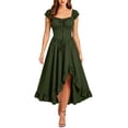 thumbnail image 4 of Women's Renaissance Gothic Dress High Low Hem Lace Up Corset Waist Vintage Medieval Costume Flattering Peasant Dress for Cosplay Halloween Party, 4 of 6