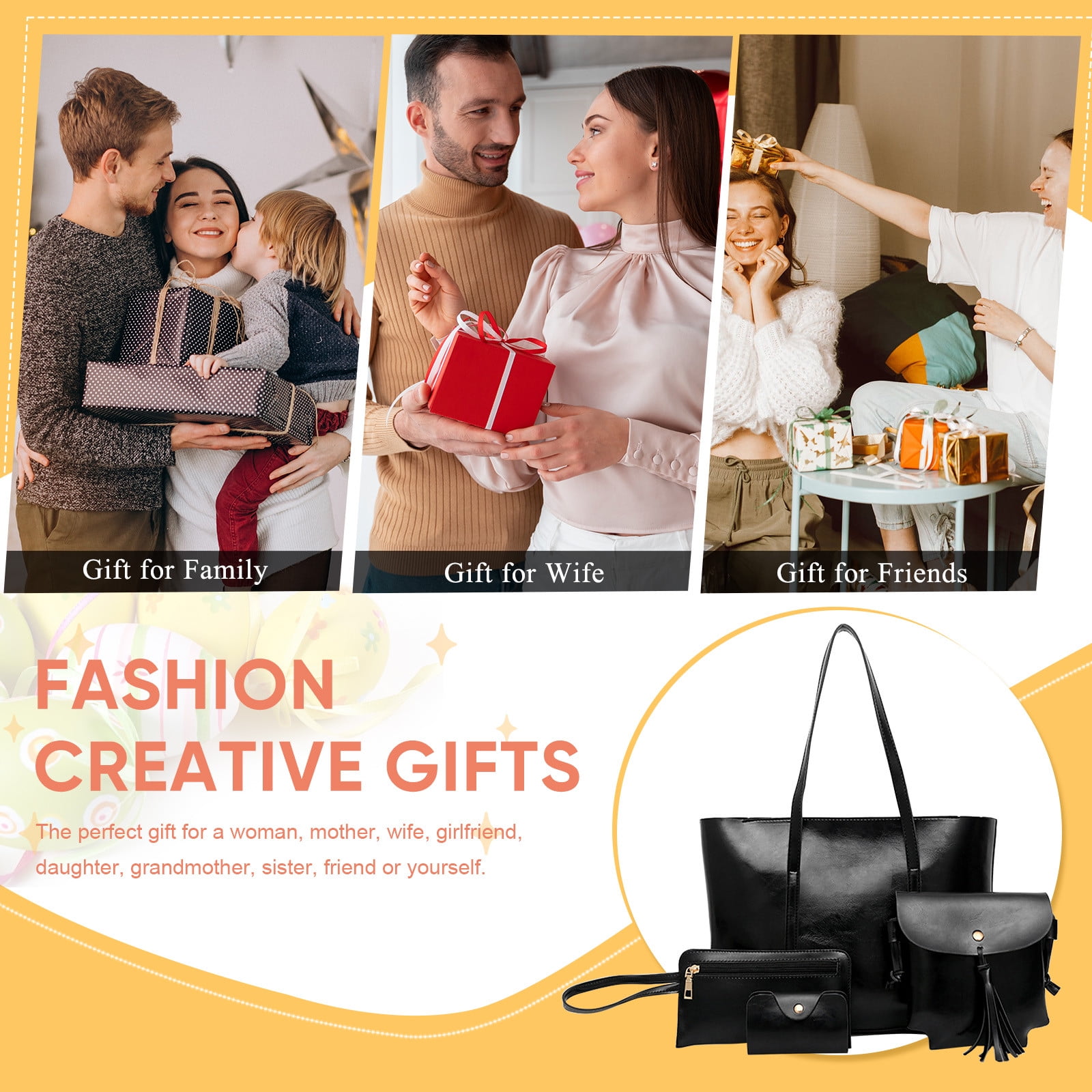Clearance! Titcea Handbags for Women, Retro Leather Satchel, Tote Bag & Shoulder Bag & Purse & Card Bag Set 4pcs, Gifts for Mom/Her