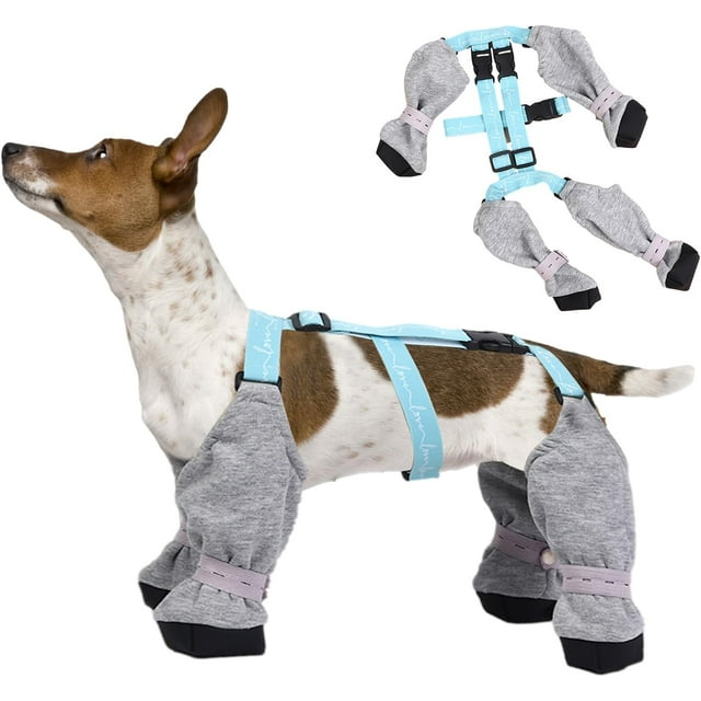Dog Boots with Suspenders Winter Snow Suspender Boots for Dogs Waterproof Dog Suspender Boots Anti-Slip Dog Boot Suspenders for Small Medium Large Dogs