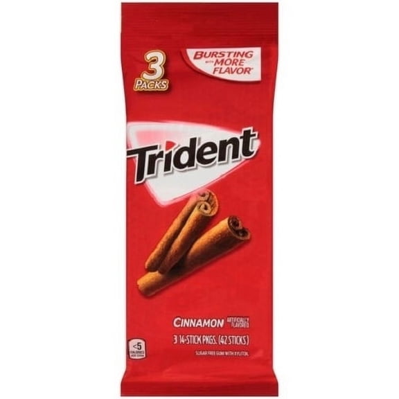 Trident Sugar-Free Cinnamon Flavor Gum, 14 Pieces, 3 Count