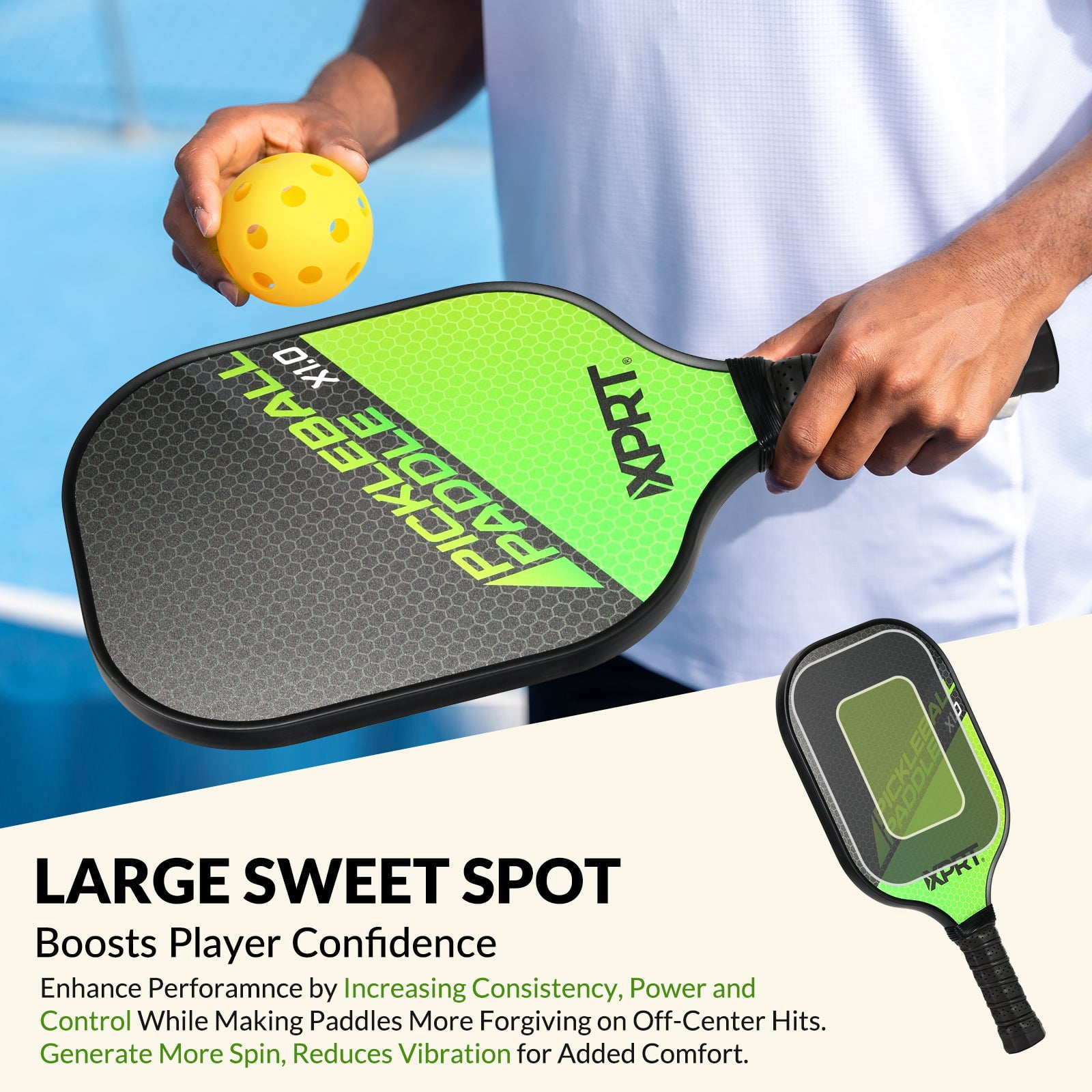 XPRT Pickleball Paddle Set – USAPA Approved Fiberglass Surface, PP Honeycomb Core, Lightweight 7.8 oz, Large Sweet Spot, Includes 2 Paddles, 4 Outdoor Balls, Carry Bag – Tournament Ready Set