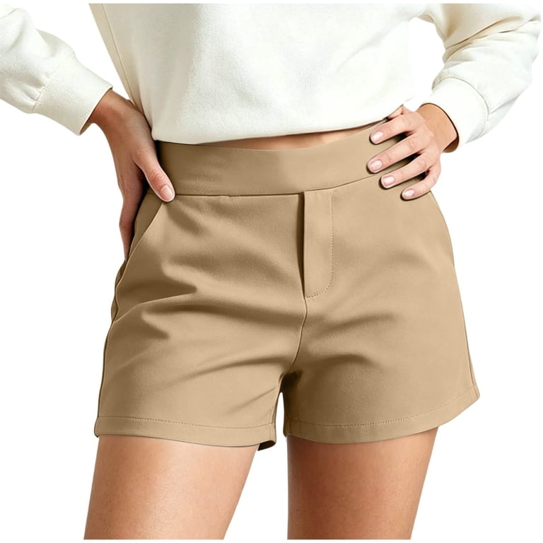 high waisted dress shorts outfit For Women Office Solid Smart Casual Modern Summer Weekend Ready Modern Weekend Choice Brunch Ready Pack And Go Easy Wardrobe CONFIDENT-CURVES