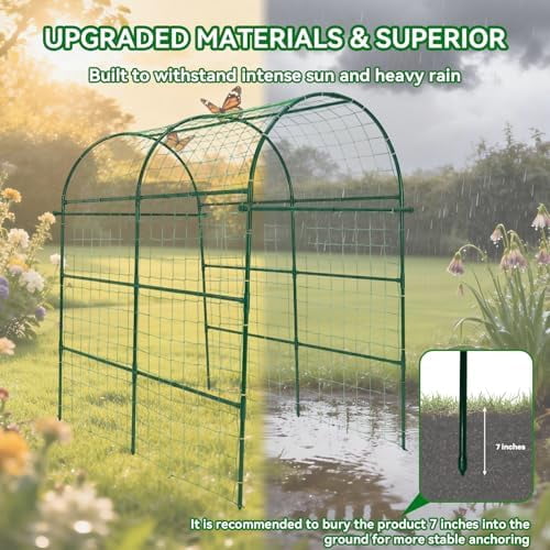 Garden Arch Trellis for Climbing Plants Outdoor - 83" H*71" W*43" L Large Rustproof Garden Trellis, Heavy Duty Grape Trellis, Tunnel Trellis for Melons, Pumpkins, Cucumbers, Peas(Green)