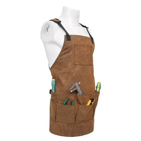 

HYmarket Heavy Duty Welding Canvas Apron Multi-Pocket Adjustable Kitchen Working Tool