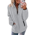 thumbnail image 2 of Womens Sweaters For Women Winter Color Pullover Zipper Wool Loose Tops With Pockets - Polyester Fabric Soft Lightweight Warm Machine Washable Xl Fall Sweaters For Women, 2 of 7