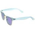 thumbnail image 3 of sunglassLA Unisex Womens Horn Rimmed Sunglasses With UV400 Protected Mirrored Lens (Blue / Blue Mirror) - 49mm, 3 of 4