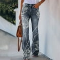 thumbnail image 2 of FAVIPT Jeans Denim for Women,Women's Flare Bell Bottom Jeans Button High Waist Bootcut Pants Stylish Floral Print Stretch Skinny Casual Denim Pant 2024,Blue M, 2 of 8