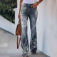 thumbnail image 1 of ICHUANYI Clearance Womens Elastic Waist Stretch Printing Thin Stretch Skinny Button Pants Trousers(Blue, XXL) ICHUANYI WER2023081110466, 1 of 8
