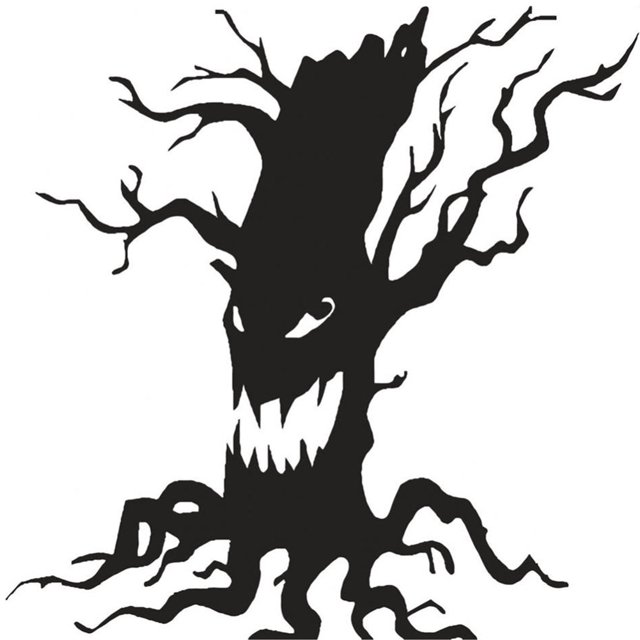 Sticker Mural Salon, Halloween Stickers Muraux en Forme d'Arbre Sticker Design Exquis