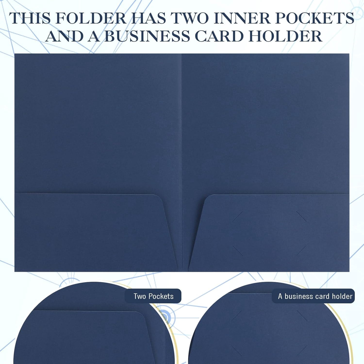 75 Pcs Two Pocket Folders Tax Return Folders Letter Size Dark Blue with Gold Label for Storing Personal Customer Tax Returns