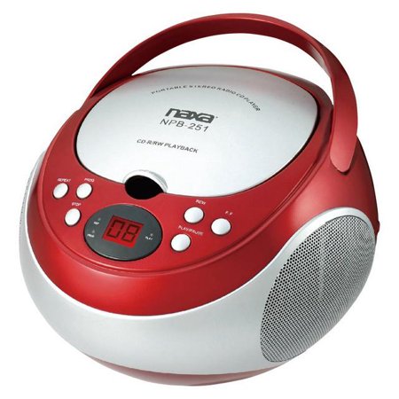 Naxa NPB251RED Portable CD Player with AM/FM Stereo Radio - Red