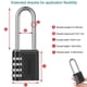 thumbnail image 5 of Paquete de 8 Candados con Combinación para Exteriores, Candado con Grillete de 6,5 cm, Candado con Combinación Reiniciable de 4 Dígitos Impermeable, 5 of 5