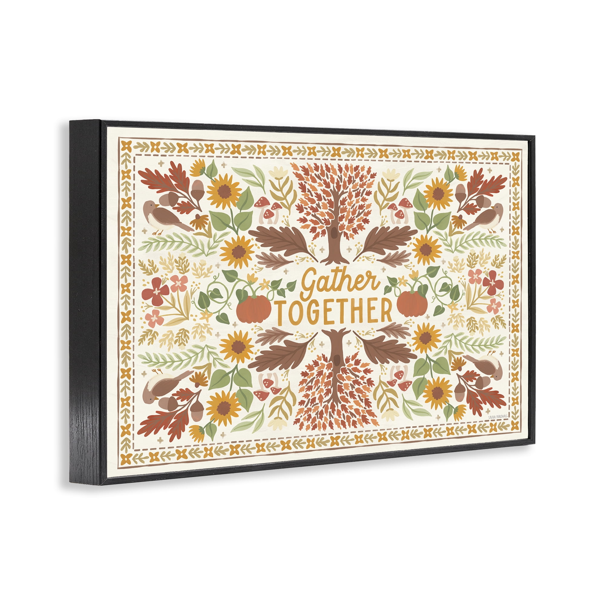 Stupell Industries Gather Together Pattern Landscape Painting Black Framed Art Prints Wall Art, 18 x 12