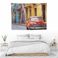 thumbnail image 3 of ONETECH  Cars Tapestry, Classical American Car in a Street with Houses Caribbeans Havana Cuba, Wide Wall Hanging for Bedroom Living Room Dorm,Orange Sand Brown, 3 of 7