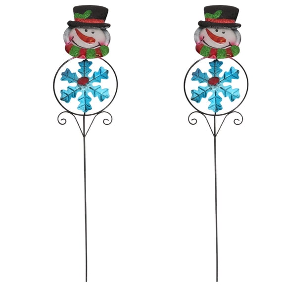 EXHUMKY Wonderful Iron Pinwheel Sky-Blue Christmas Prop for Garden and Patio 2Pcs
