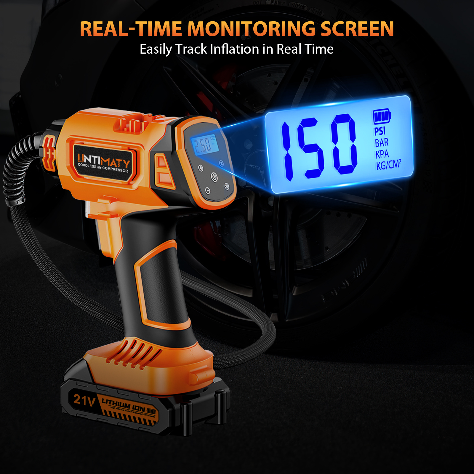 Untimaty Cordless Tire Inflator, 150PSI 21V photo 6