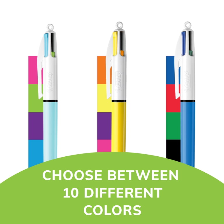 BIC 4 Colours Mini Balpen Met Kliksysteem - Trendy Kleuren Medium Punt Pak Van 1