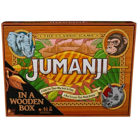 Spin Master Games, Jumanji The Game, Real Wooden Box Edition of the Classic Adventure Board Game, Ages 8 and up