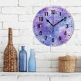 thumbnail image 3 of Yayeee 10" Wall Clock Battery Operated Quartz Round Silent Non-Ticking Home Decor, Purple Watercolor Stars Pattern, 3 of 6