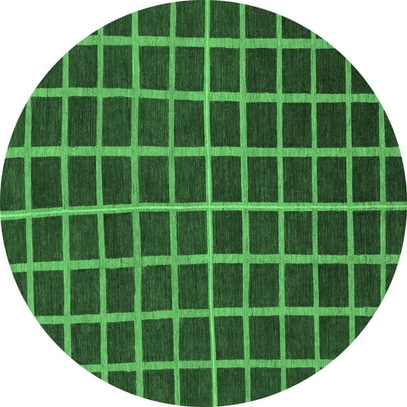 Ahgly Company Indoor Round Checkered Emerald Green Modern Area Rugs, 7' Round