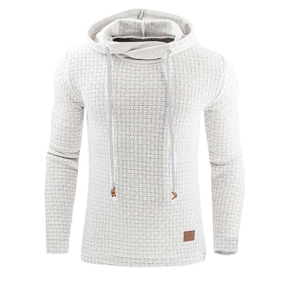 SHTXOZHI Mens Hoodies Pullover Long Sleeve Casual Sweatshirts Winter Solid Color Hooded Tops