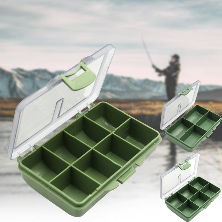 YLmarket Multi-Grid PE Plastic Fish Hook Bait Fishing Storage Box with  Transparent Lid Green 