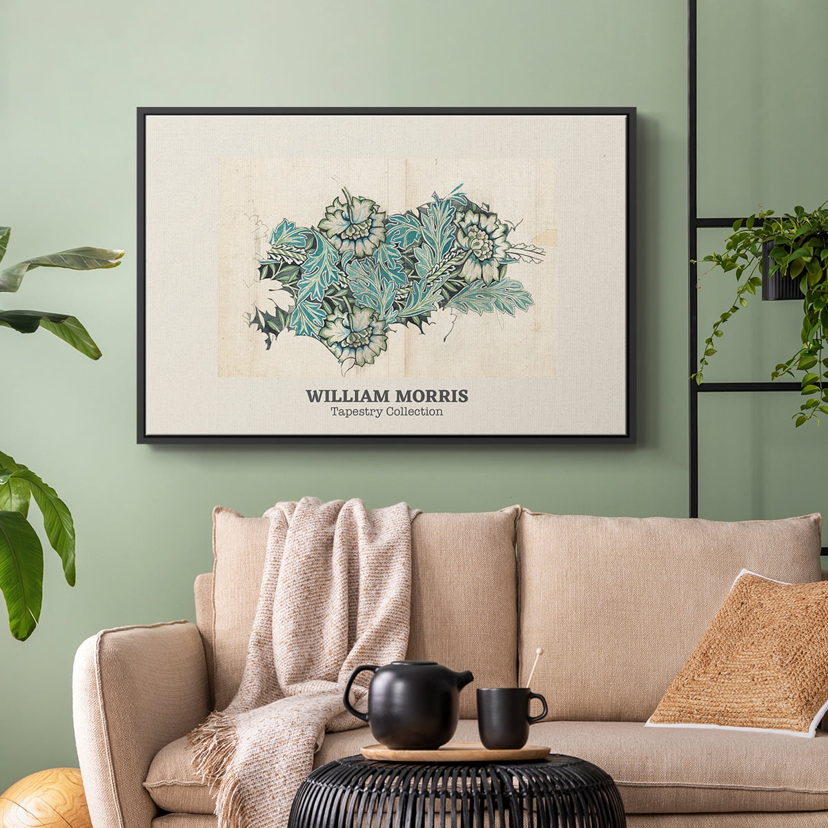 Vintage Abstract Print-XXXIX Framed in Black Wood Gallery Wrapped Canvas 27 in. x 41 in.