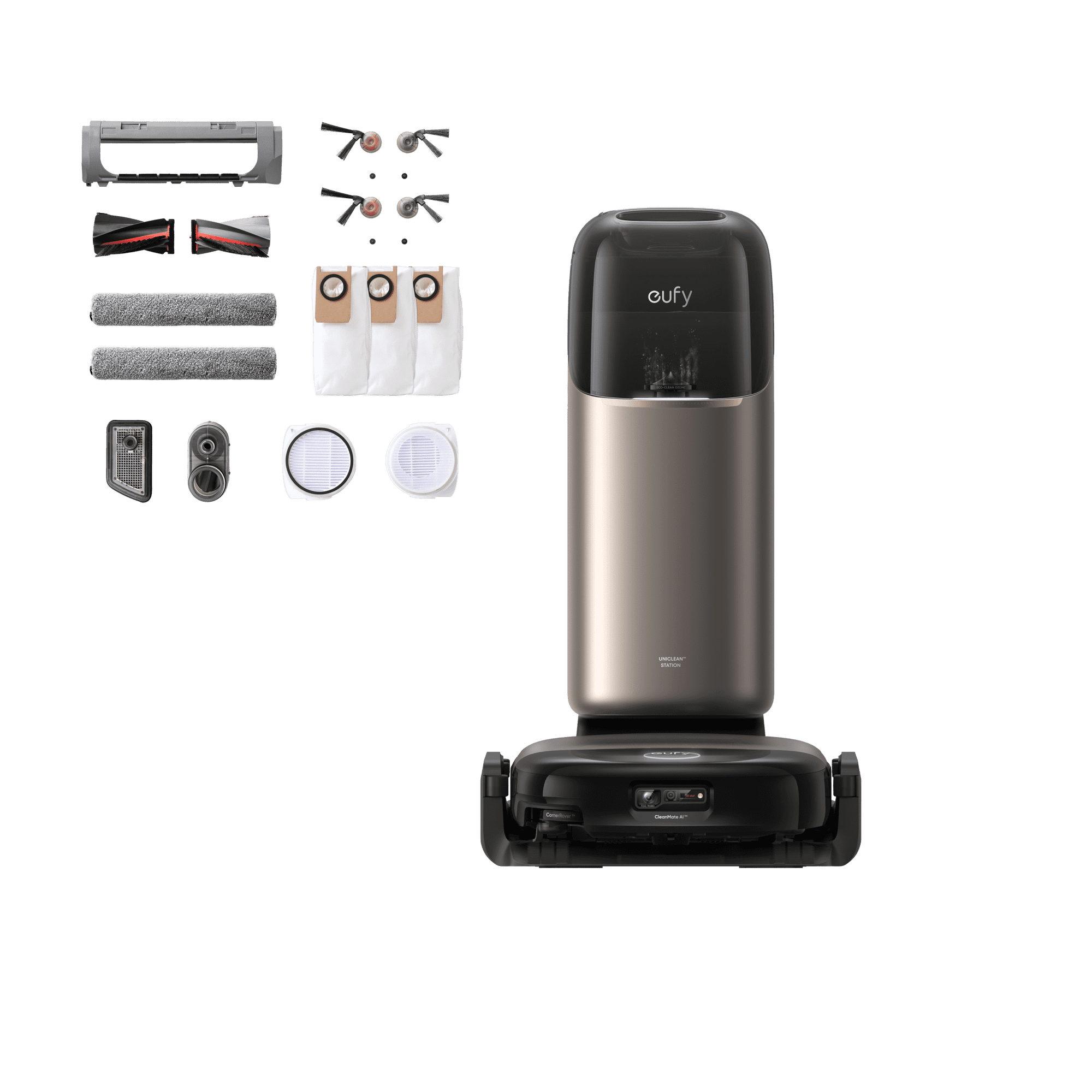 eufy Robot Vacuum Omni S2 + Accessory Kit,99.99% Germ Removal, HydroJet™ 2.0 Always Self-Cleaning Roller Mop, 30,000 Pa Fade-Free Suction, 5-Layer Filtration, 68-Days Self Emptying, Fragrance Diffuse