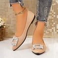 thumbnail image 4 of Miluxas Women's Rhinestones Pointed Top Flats Shoes,Comfort Slip on Flat Loafers Fashion Sparkly Wedding Party Ballerina Dress Shoes Khaki 9.5(43), 4 of 7