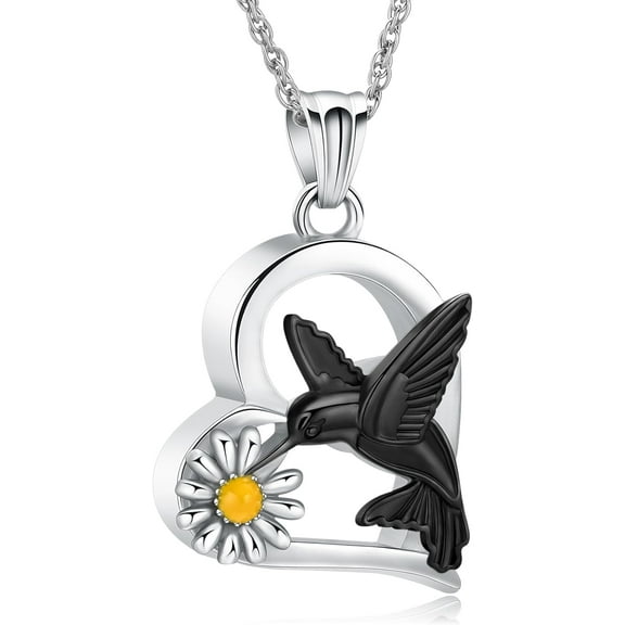 Hummingbird Heart Urn Necklace for Ashes for Women Men Stainless Steel Cremation Jewelry Memorial Keepsake Pendant of Loved One