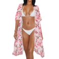 thumbnail image 3 of HELLHERO Hummingbirds Flowers Bathing Suit Cover Up Casual Polyester Loose Kimono Swimsuit Cover up, 3 of 6