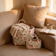 thumbnail image 6 of Yucurem 2 Pack Boho Fabric Storage Basket with Handles, Large Capacity Foldable Floral Organizer for Clothes and Sundries, Quilted Puffer Tote Bag for Home, Picnic, Shopping, Travel, 6 of 9