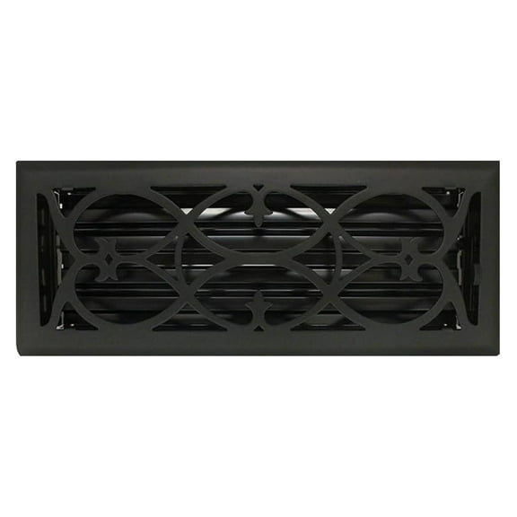 4" x 12" (5.25" x 13.25" Overall Size) Flat Black Victorian Register with Damper (HVAC Vent Cover)