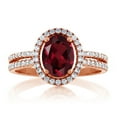 thumbnail image 2 of Gem Stone King 2.11 Ct Oval Red Rhodolite Garnet 18K Rose Gold Plated Silver Ring, 2 of 4