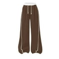thumbnail image 6 of Girls' Sweatpants with Pockets 4-15 Years Drawstring Sports Running Wide Leg Pants Elastic Waist Sweat Trouser (6-7 Years, Brown), 6 of 8