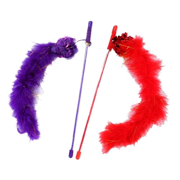 2 Piezas Correa De Bola Interactiva Retráctil Divertido Animal Creativo Palo Y Tease Gato Púrpura Rojo Para Varitas Suministros Para Gatitos Juguetes Teaser Portátiles Palos Sincero Electrónica