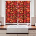 thumbnail image 2 of Ambesonne Floral Kitchen Curtains, Vivid Botanical Gerbera Art, 55"x39", Dark Green Vermilion, 2 of 3