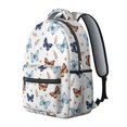 thumbnail image 2 of Butterfly and Blue Beige Pattern Backpack for School, Cute School Bag with Adjustable Shoulder Straps and Padded Back, 15.3"x11"x7.1", 2 of 4