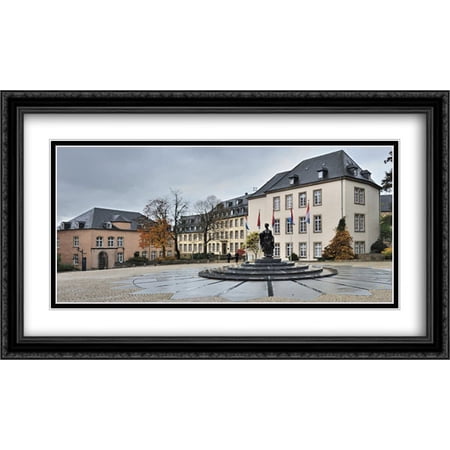 Clairefontaine Square in Luxembourg City 2x Matted 40x24 Large Black Ornate Framed Art Print by The Cityscape Art Print Series