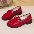 thumbnail image 6 of Bow Loafers for Women's Leather Chunky Heel Dress Shoes Elegant Round Toe Non- Lug Sole Casual Work School Shoes for Business Everyday Wear Red, 6 of 6