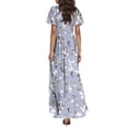 thumbnail image 2 of Light Royal Blue Women Short Sleeve Flower Slimming Tunic Bodycon Dresses for Women Vneck Chiffon Beach Lounge Bohemian Hawaiian Peplum Tropical Maxi Long Midi Summer Fall 2026 XL, 2 of 8