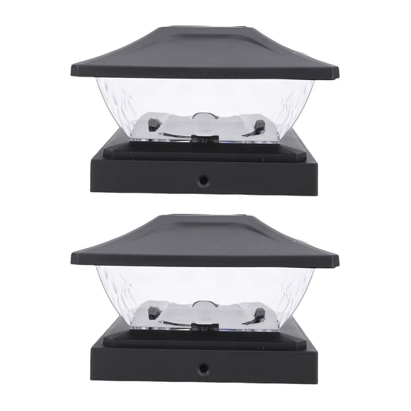 2 Pack Solar Post Light, LED Warm and White Lighting Solar Powered Deck Light, 200mAh Battery Powered Weather Proof Solar Fence Post Light for Garden Patio Porch Gate Column