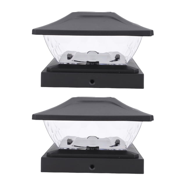2 Pack Solar Post Light, LED Warm and White Lighting Solar Powered Deck Light, 200mAh Battery Powered Weather Proof Solar Fence Post Light for Garden Patio Porch Gate Column