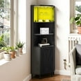 thumbnail image 2 of DEXTRUS 67" Corner Bar Cabinet with LED Lights and Wine Glass Holder, 5 Tier Corner Shelf with Storage Space, Wine Rack Cabinet Display Shelf for Dining Room, Kitchen, Living Room, Black, 2 of 10