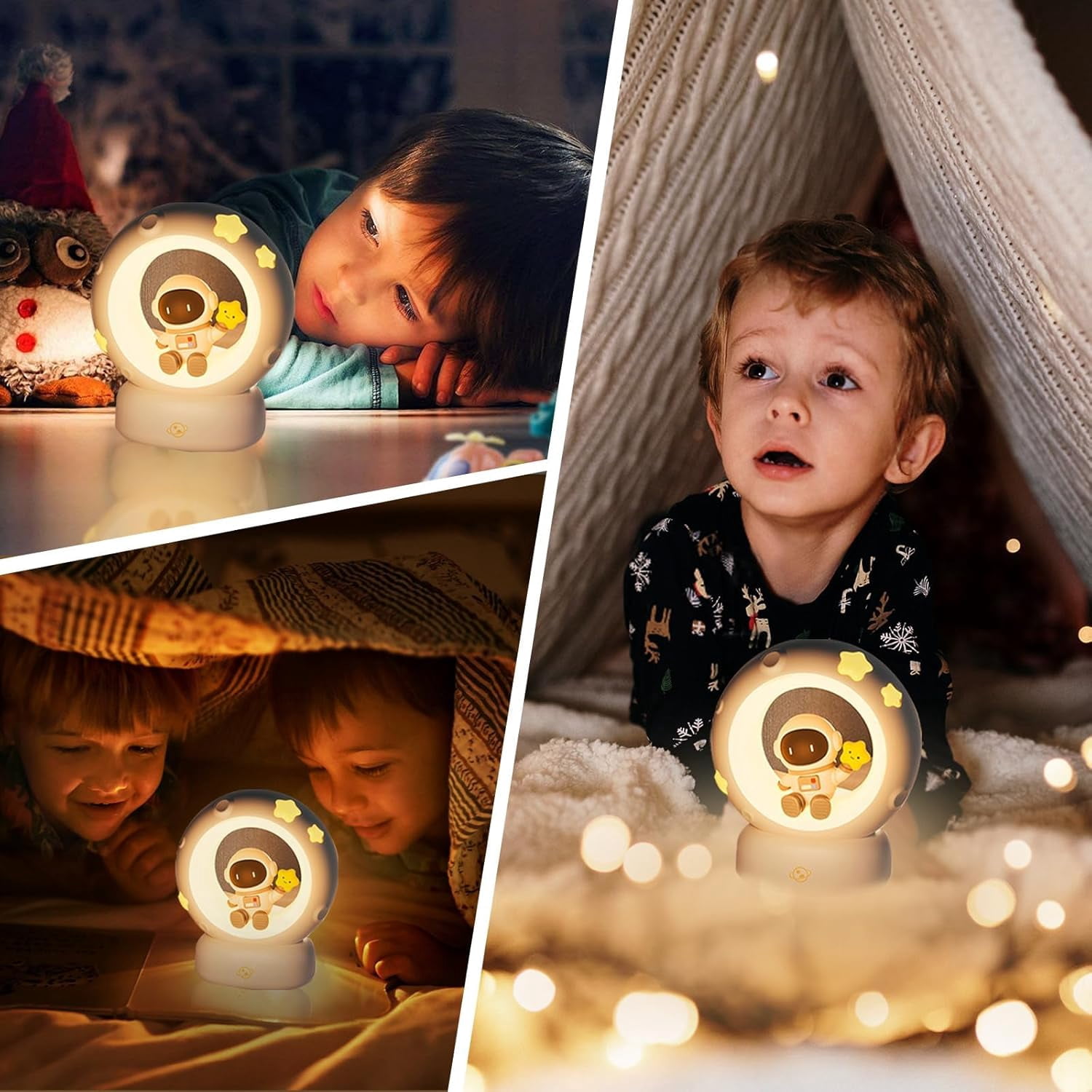 Space Astronaut LED Night Light for Kids, Cute Nursery Lamp with Touch Sensor, 3-Level Dimmable Rechargeable Bedside Light, Astronaut Decor Gifts for Girls Baby